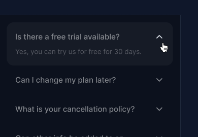 Accordion component preview