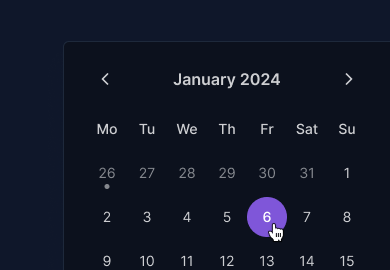 Calendar component preview