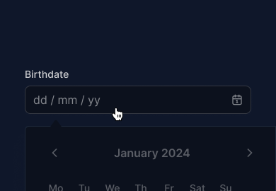 Date Picker component preview